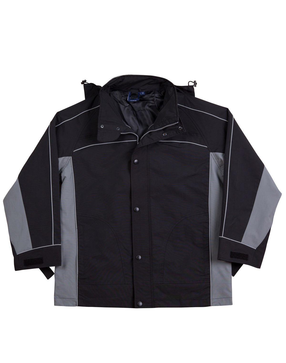 3 in 1 Jacket, silver relective piping - Black.Grey
