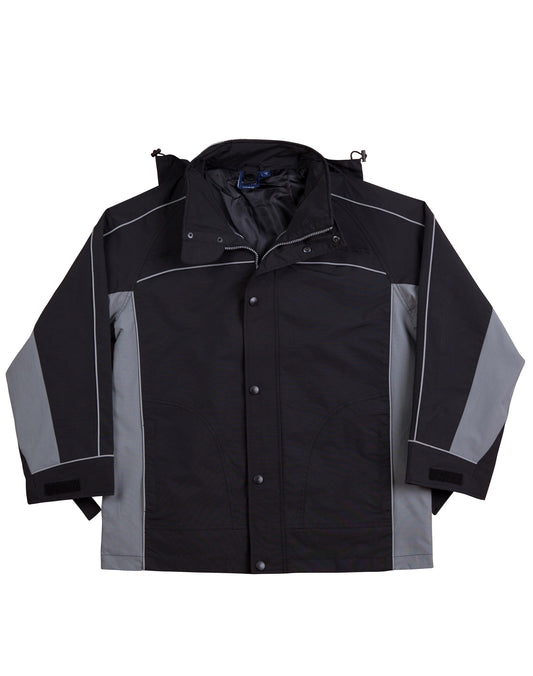 3 in 1 Jacket, silver relective piping - Black.Grey