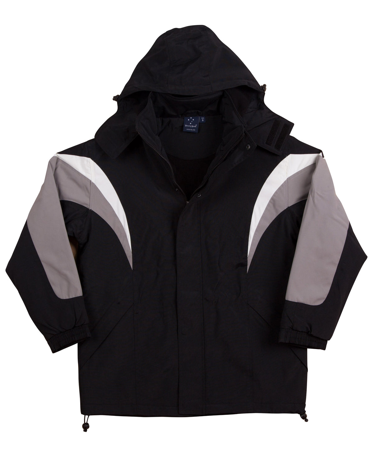 bathurst tri-color jacket with hood - Black.White.Grey