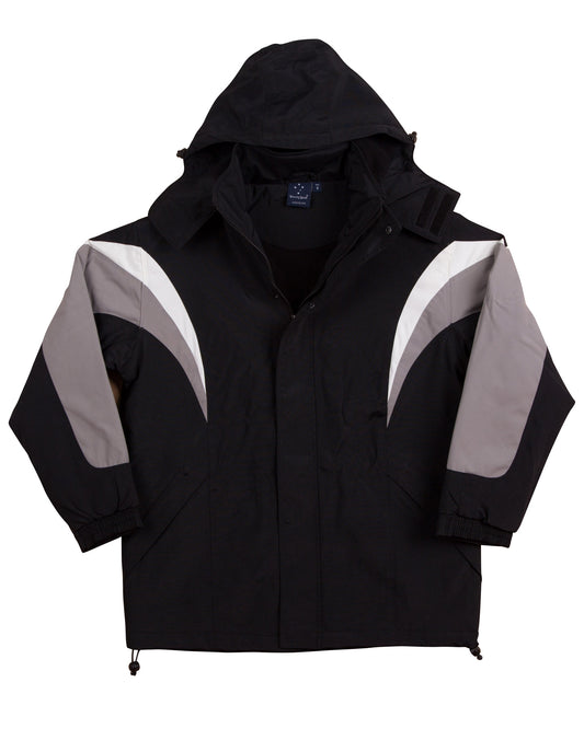bathurst tri-color jacket with hood - Black.White.Grey