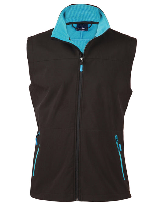 Men's Softshell Contrast Vest - Black.Cyan