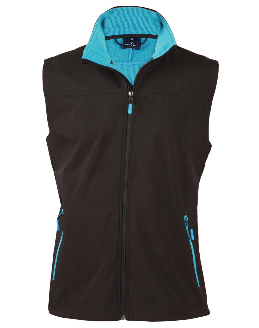 Ladies' Softshell Contrast Vest - Black.Cyan