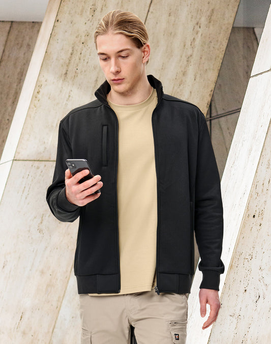 Men's Jacquard Fleece Jacket - Black