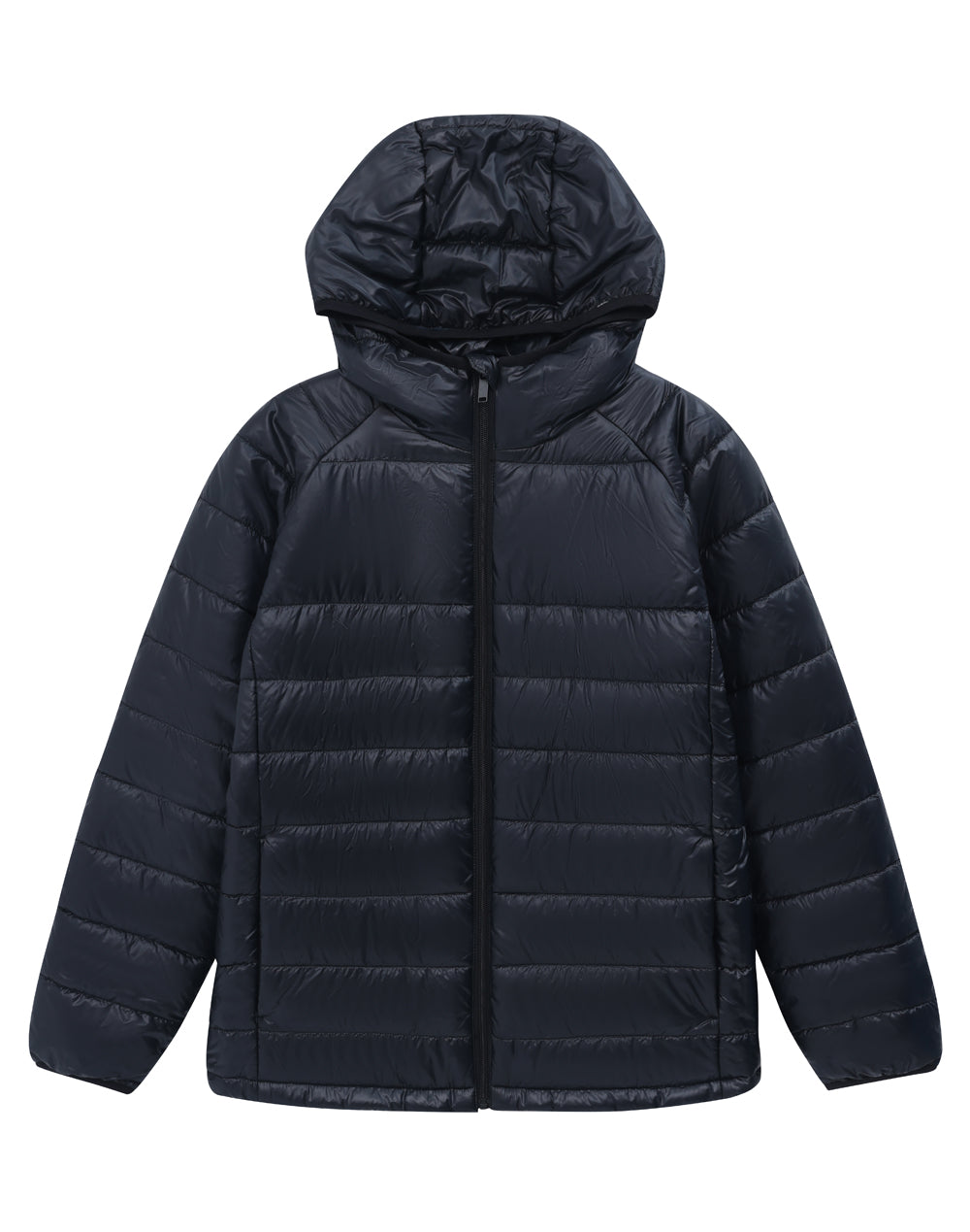 Kids' Sustainable Lightweight Hooded Puffer Jacket - Black