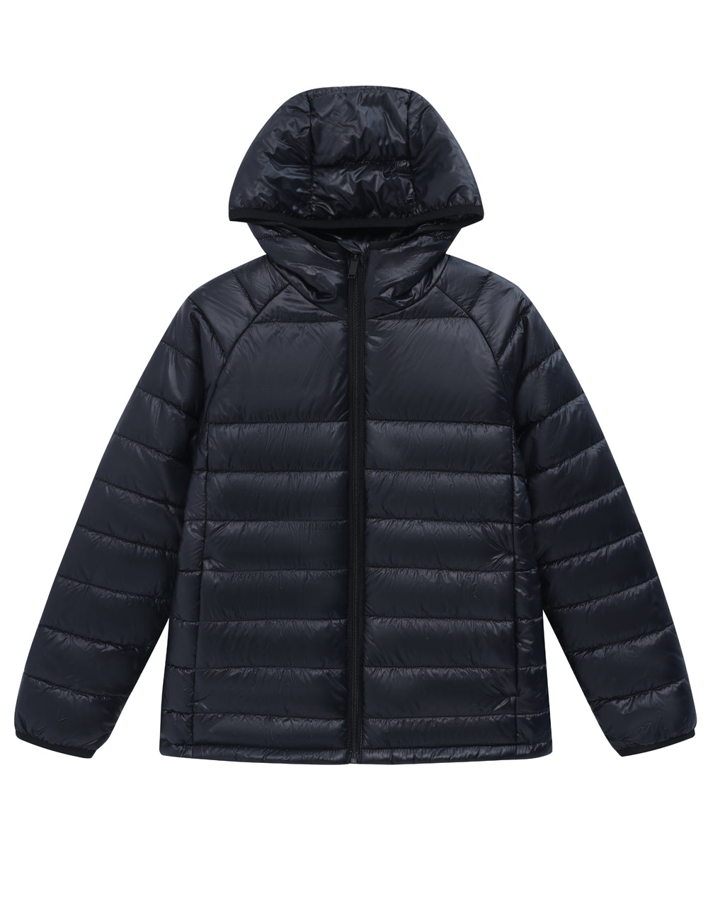 Adult's Sustainable Lightweight Hooded Puffer Jacket - Black