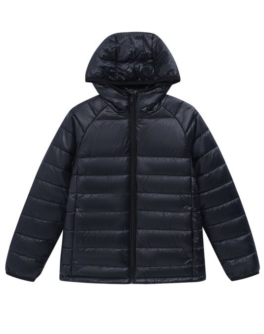 Adult's Sustainable Lightweight Hooded Puffer Jacket - Black