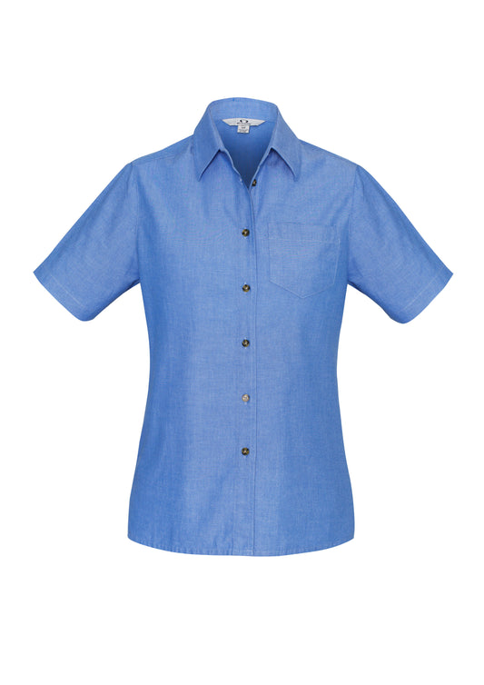 Womens Chambray Short Sleeve Shirt - back