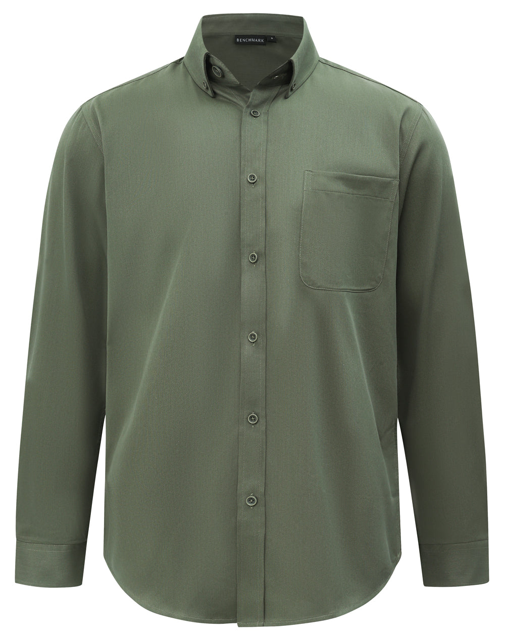 Men's Smart Casual Cotton Blend L/S Shirt - Army Green
