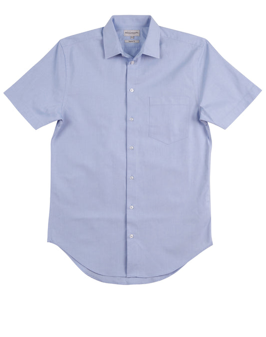 Men's CVC Oxford S/S Shirt - Blue