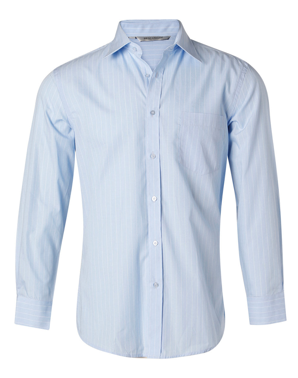 Men's Pin Stripe Long Sleeve Shirt - Blue Chambray.White