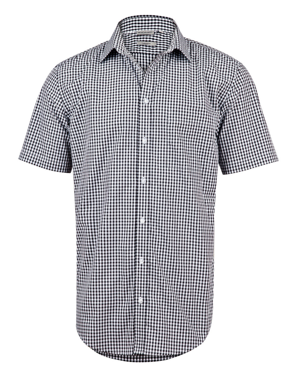Men's Gingham Check S/S Shirt - Black.White