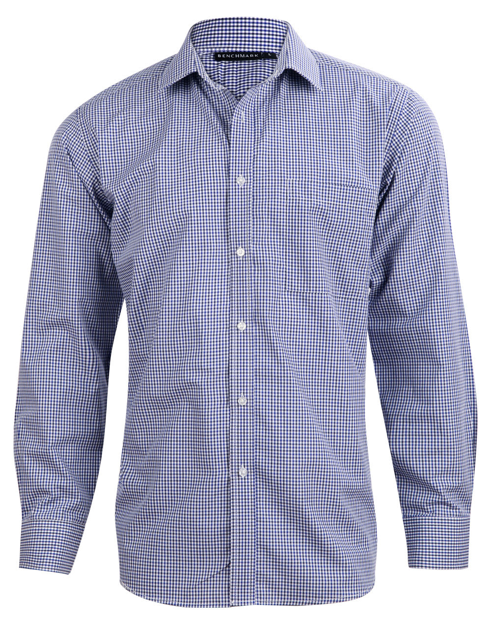 Men's Two Tone Check L/S Shirt - Black.White.Navy