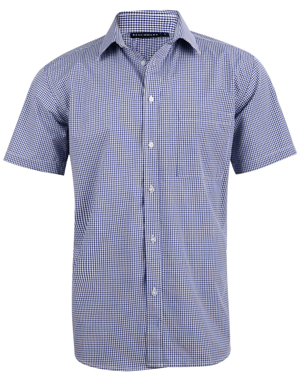Men's Two Tone Check S/S Shirt - Black.White.Navy