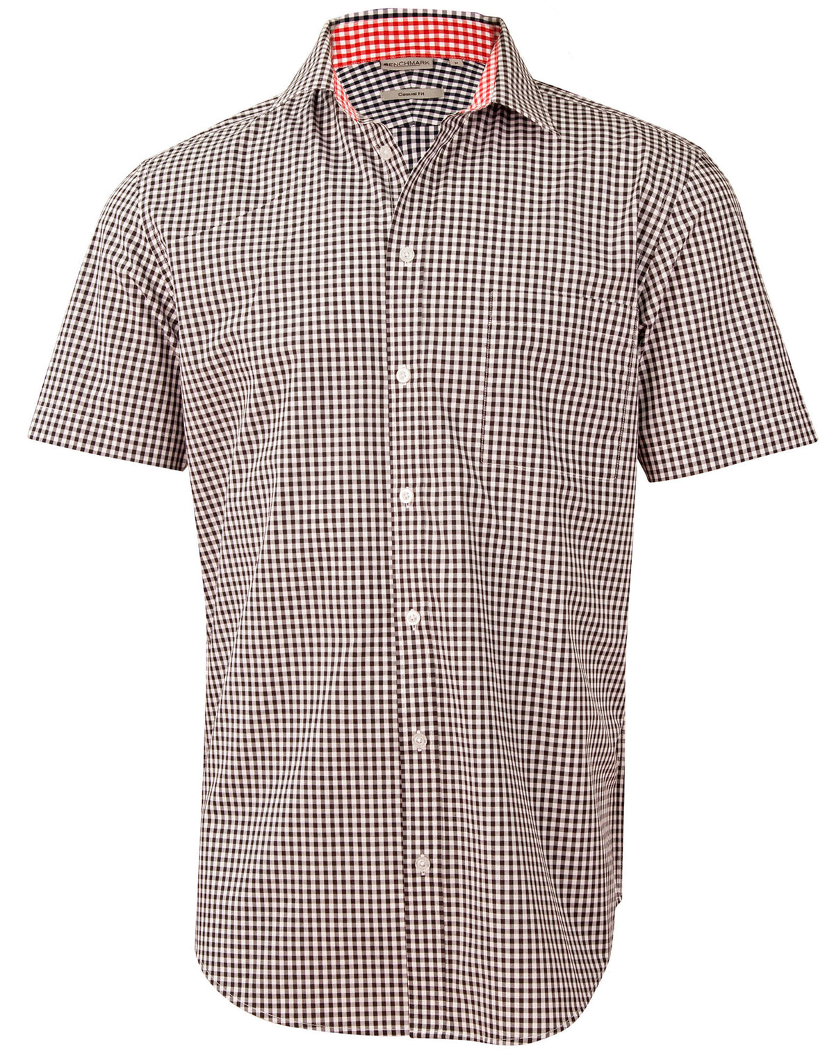 Men's Gingham Check S/S Shirt - Black.White