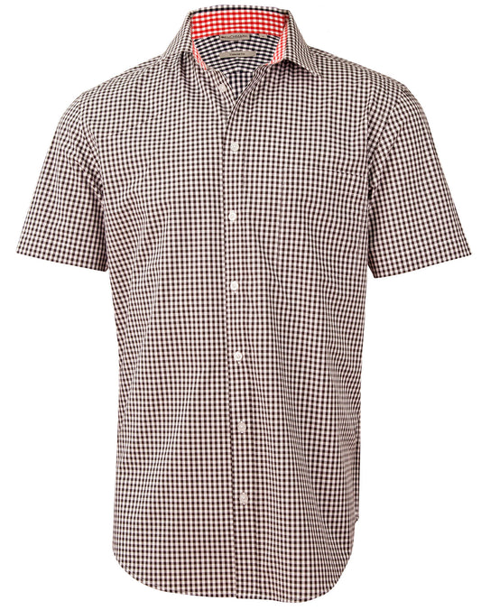 Men's Gingham Check S/S Shirt - Black.White