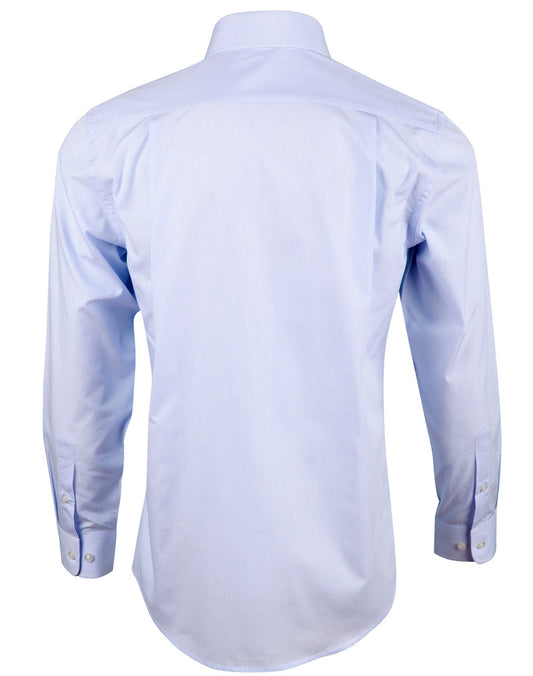 Men's Mini Check Premium Cotton Long Sleeve Shirt - Pale Blue