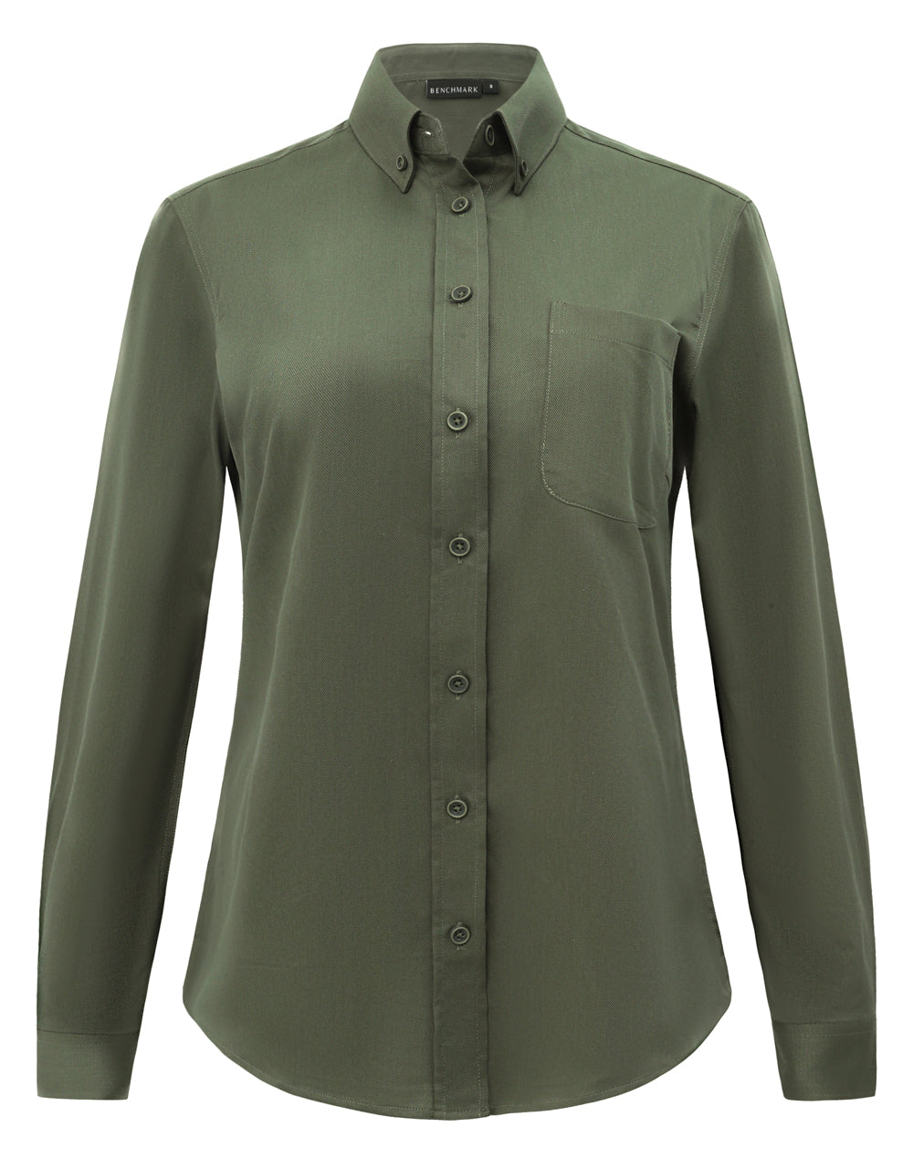 Ladies' Smart Casual Cotton Blend L/S Shirt - Army Green