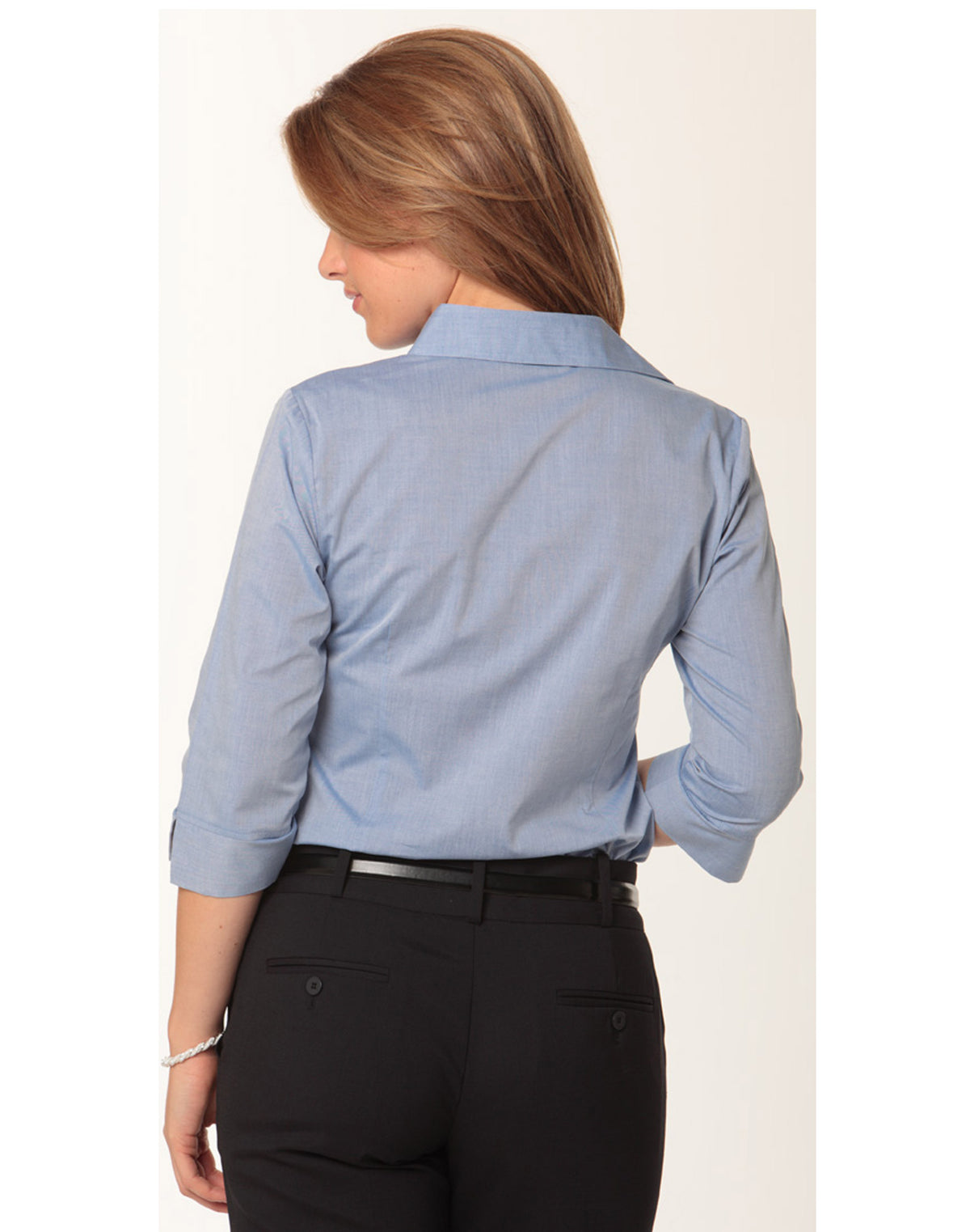 Women's Fine Chambray 3/4 Sleeve Shirt - Blue