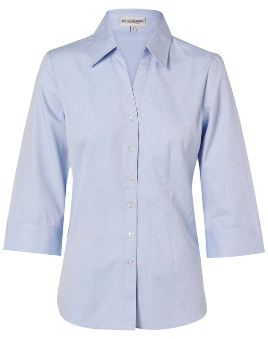 Women's CVC Oxford 3/4 Sleeve Shirt - Blue