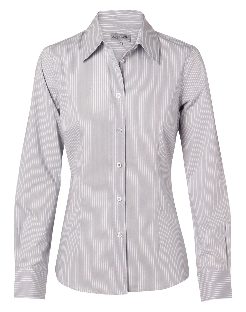 Women's Ticking Stripe L/S Shirt - Grey.White