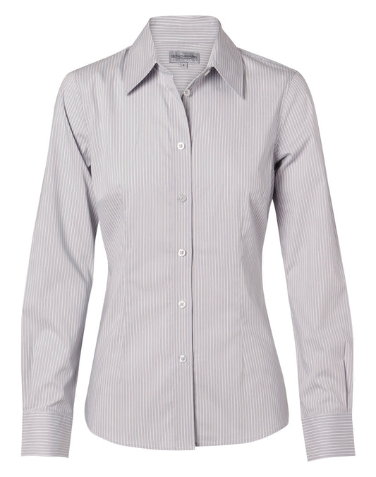 Women's Ticking Stripe L/S Shirt - Grey.White