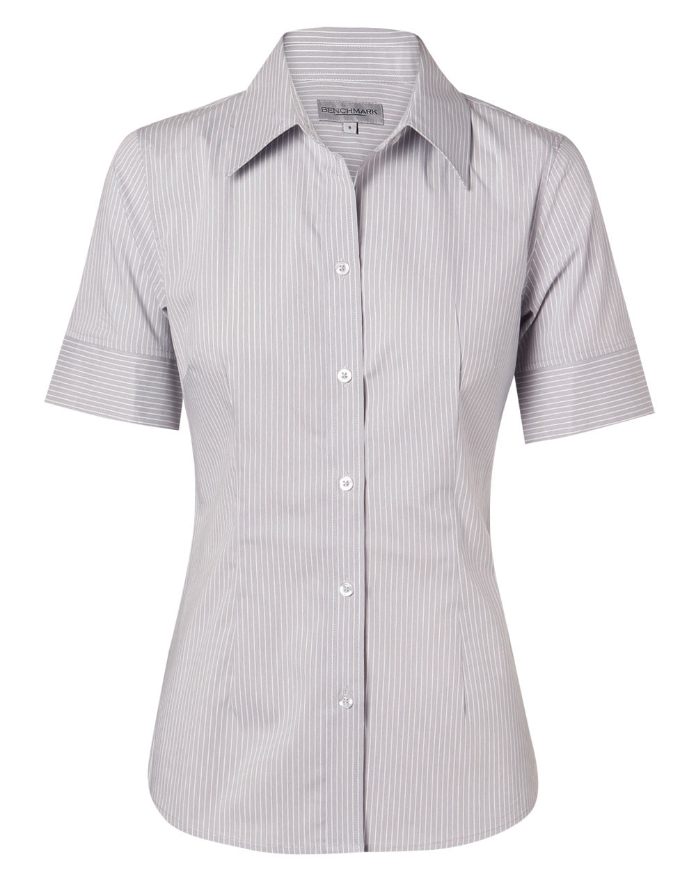 Women's Ticking Stripe S/S Shirt - Grey.White