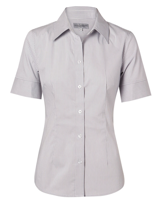 Women's Ticking Stripe S/S Shirt - Grey.White