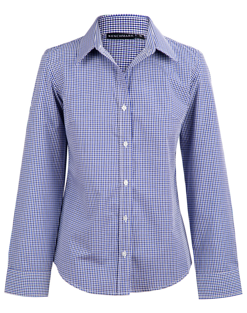Ladies' Two Tone Check L/S Shirt - Black.White.Navy
