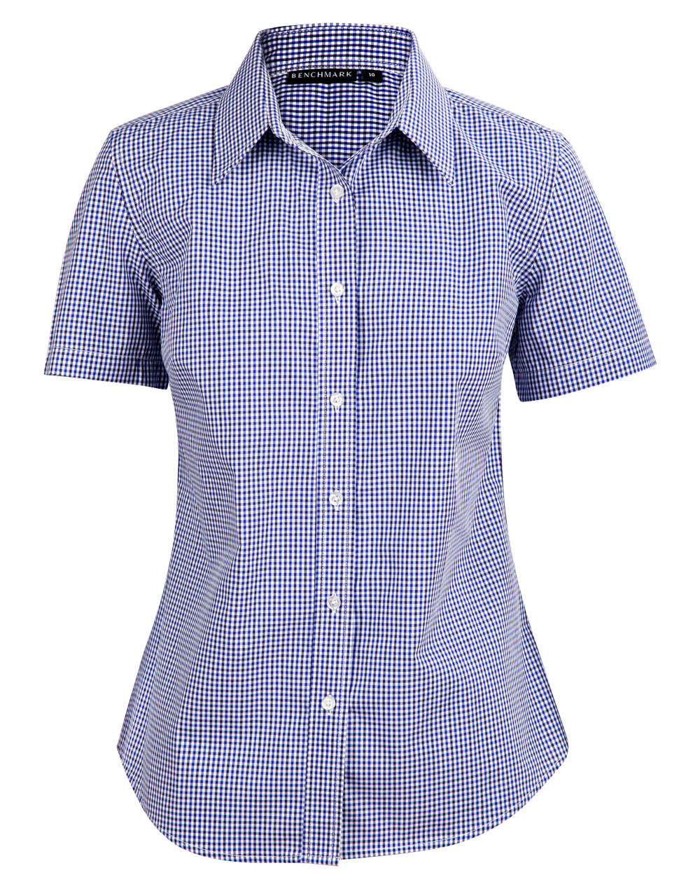 Ladies' Two Tone Check S/S Shirt - Black.White.Navy