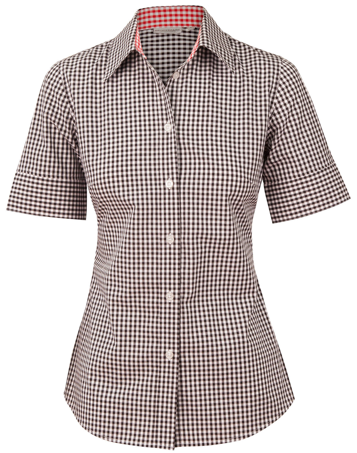 Women's Gingham Check S/S Shirt - Black.White