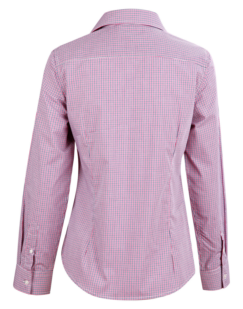 Ladies' Two Tone Mini Check L/S Shirt - Black.White.Red