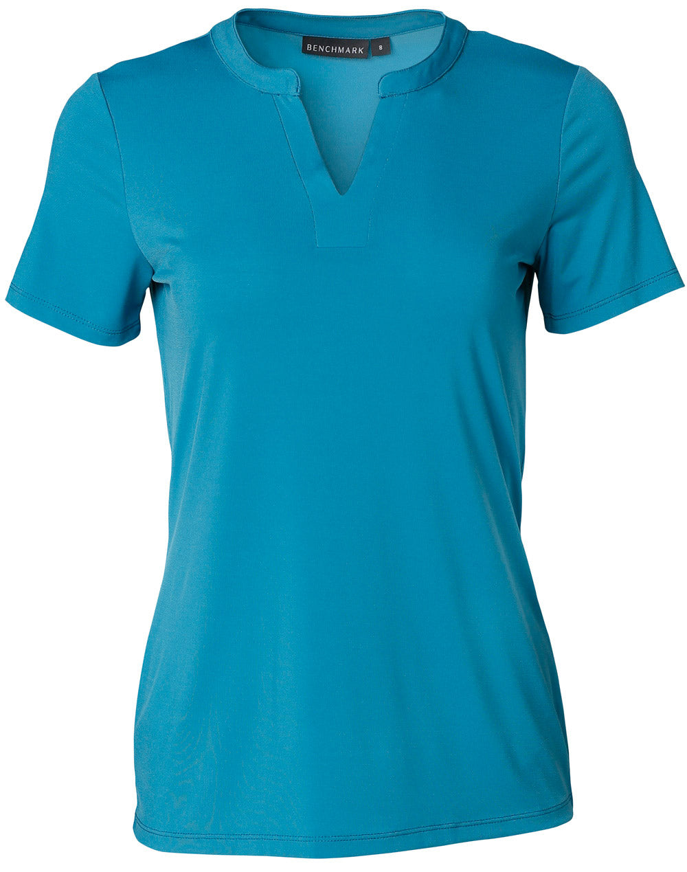 Ladies' V-neck with Tab S/S Knit Top