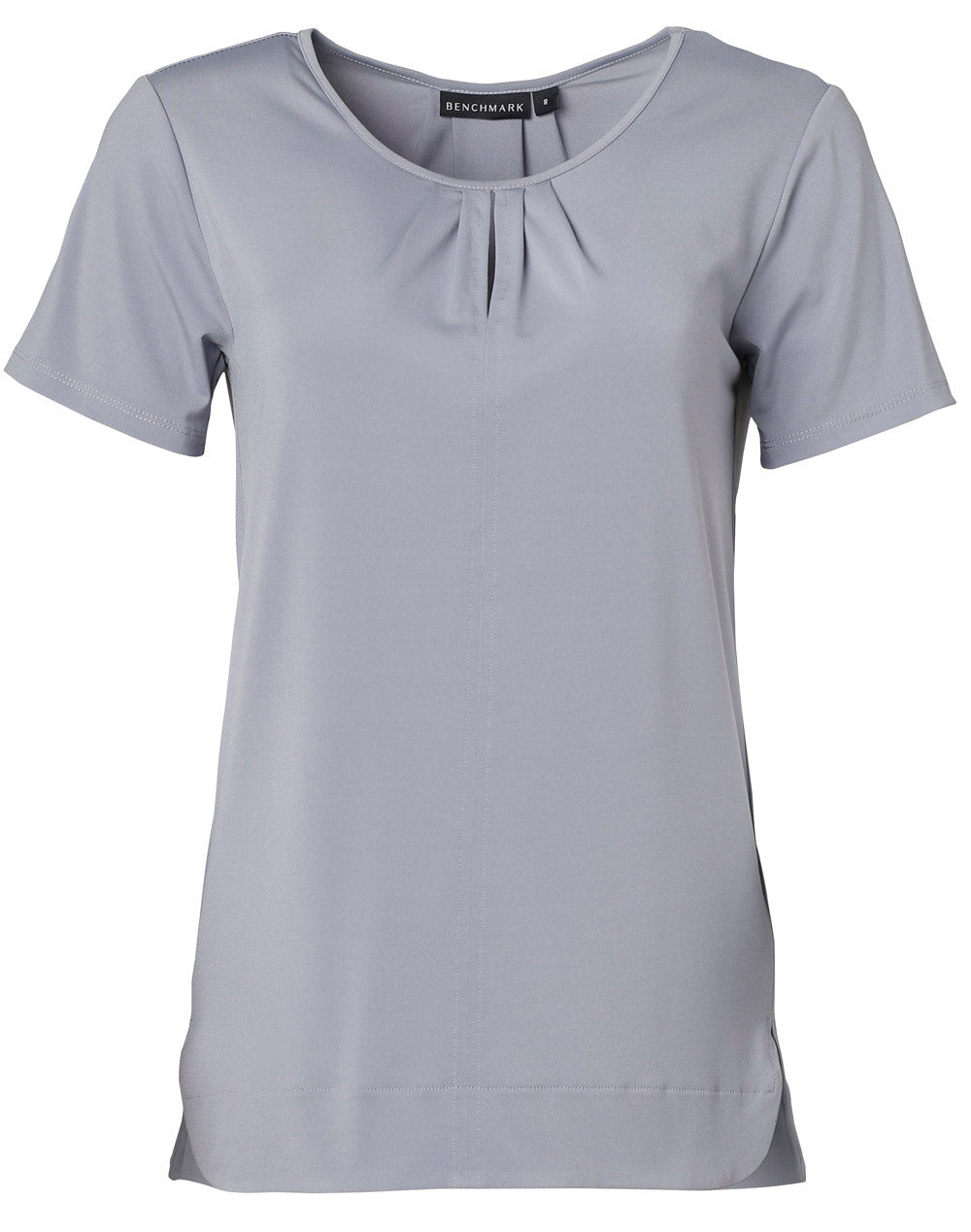 Ladies' Round Neck with Pleats S/S Knit Top