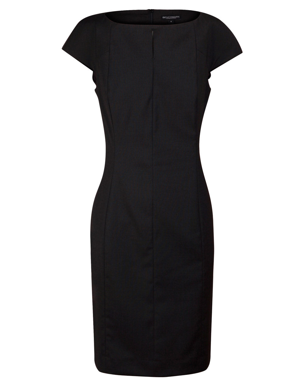 Ladies' Wool Blend Stretch Cap Sleeve Dress - Black
