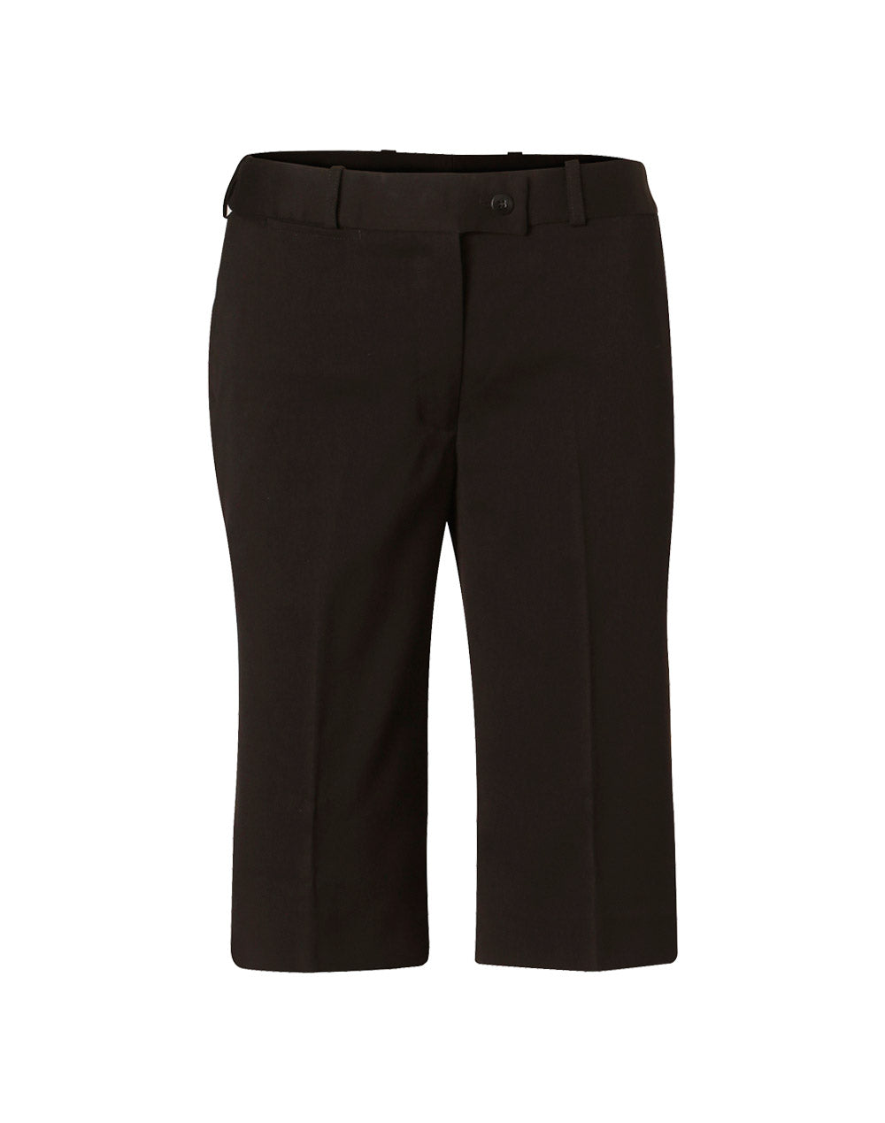 Women's Knee Length Flexi Waist Shorts in Poly/Viscose Stretch - Black
