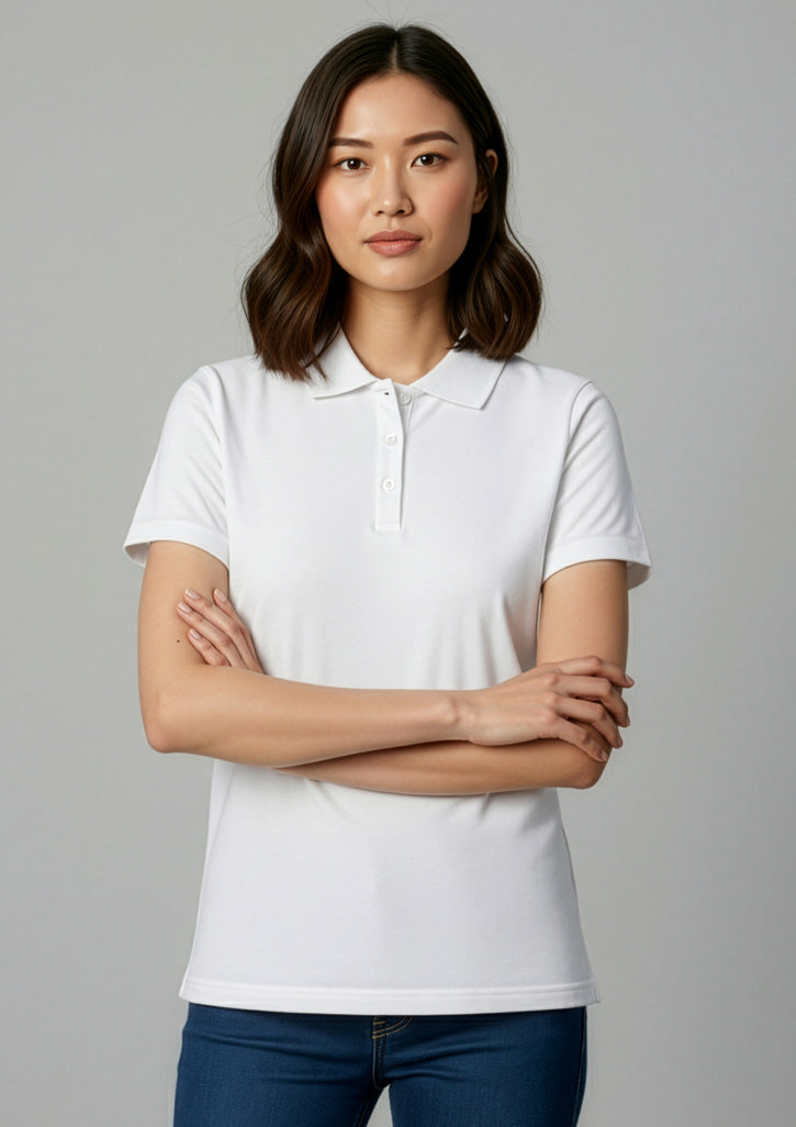 Womens Ice Short Sleeve Polo - White