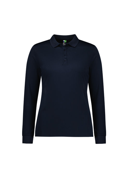 Womens Action Long Sleeve Polo - back