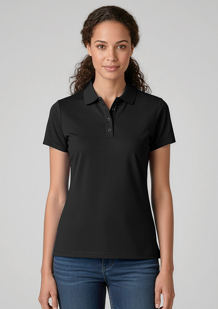 Womens Action Short Sleeve Polo - Black