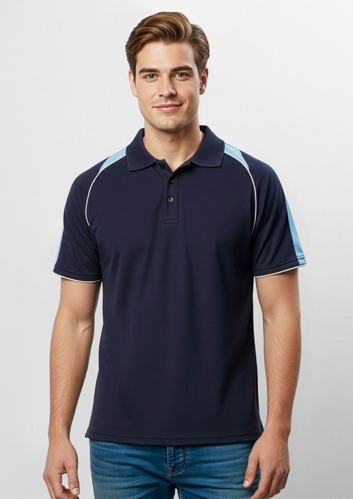 Mens Triton Short Sleeve Polo - Navy/Spring Blue/White
