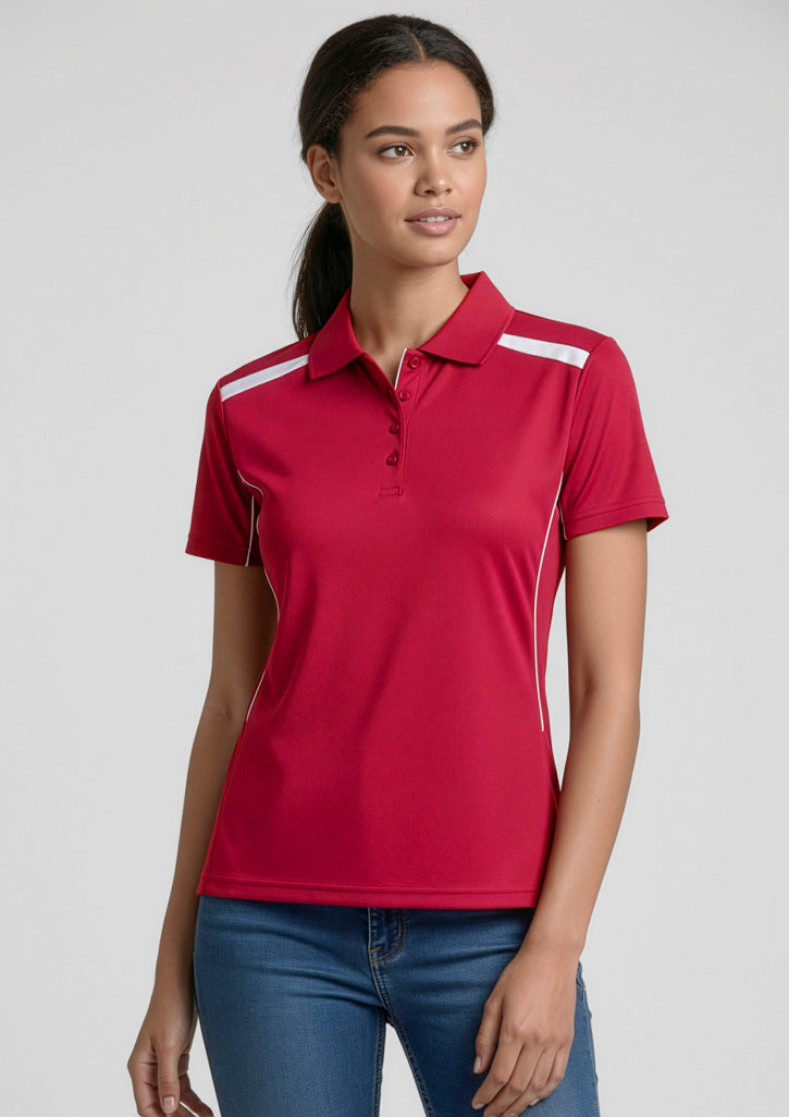Womens United Short Sleeve Polo - Red/White