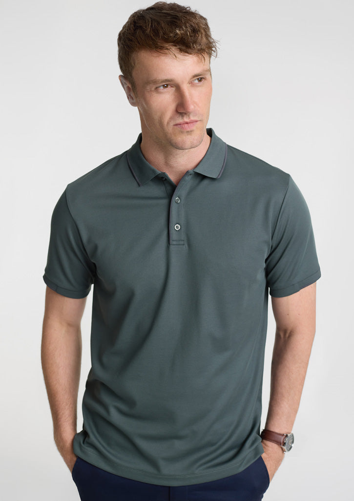 Mens Focus Short Sleeve Polo - Seafoam/Charcoal