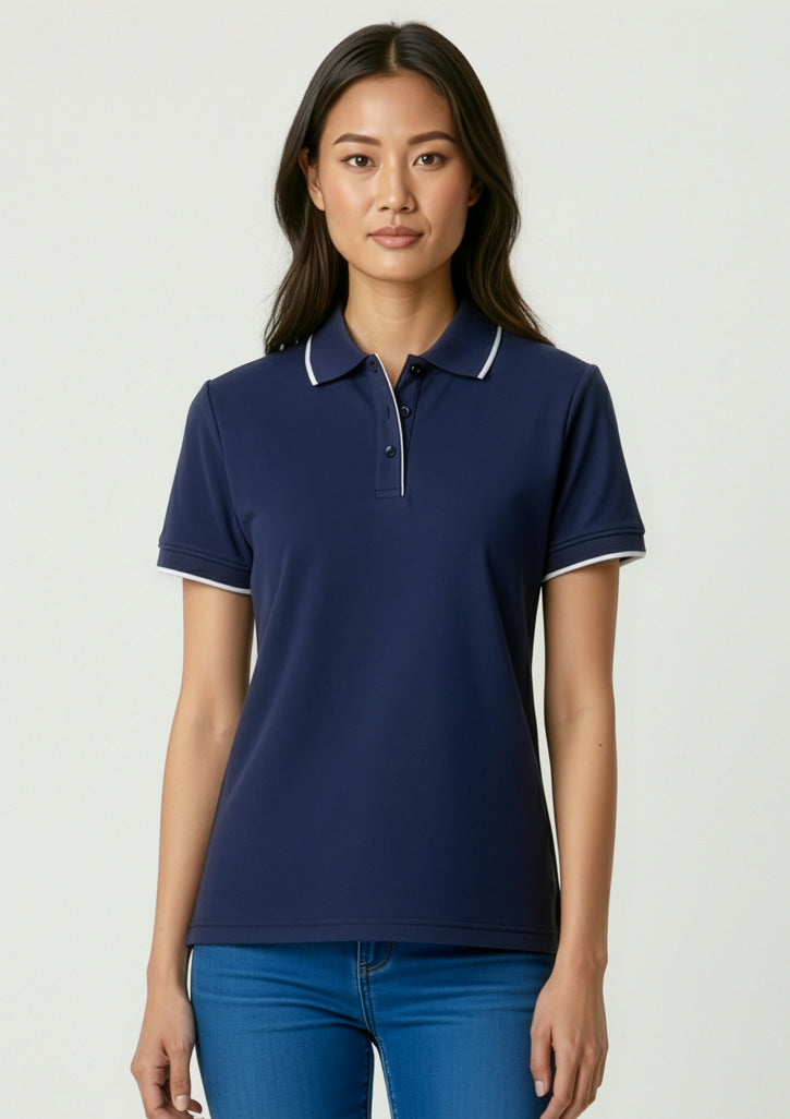 Womens Elite Short Sleeve Polo - Navy/White