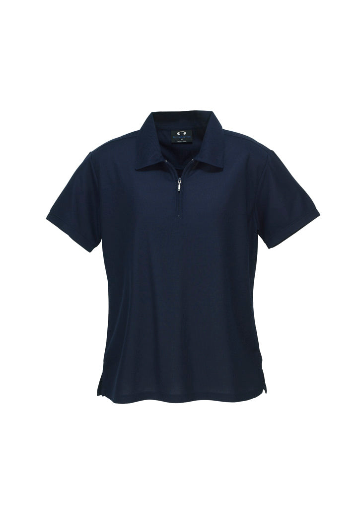 Womens Micro Waffle Short Sleeve Polo - back
