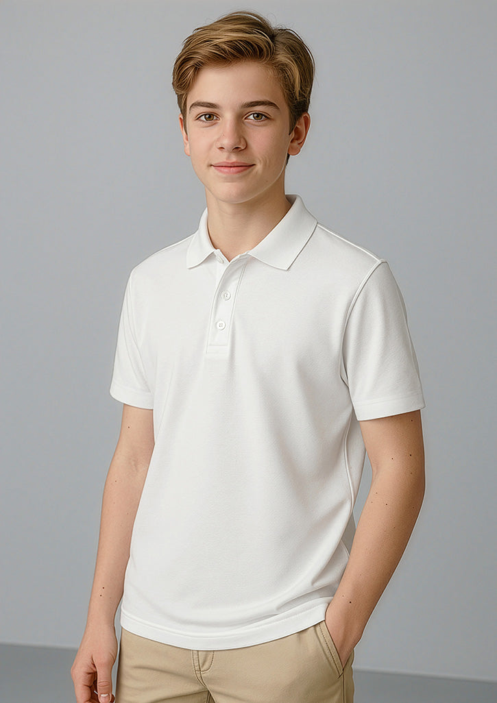 Kids Crew Short Sleeve Polo - White