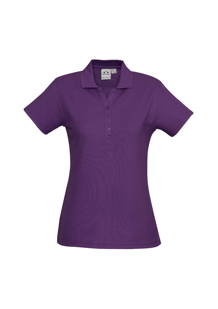 Womens Crew Short Sleeve Polo - Purple