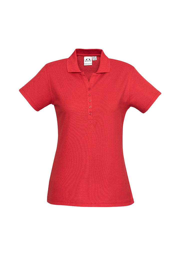 Womens Crew Short Sleeve Polo - Red