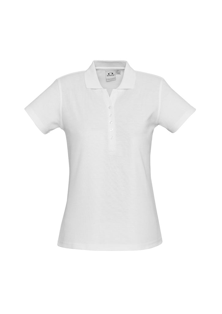 Womens Crew Short Sleeve Polo - White