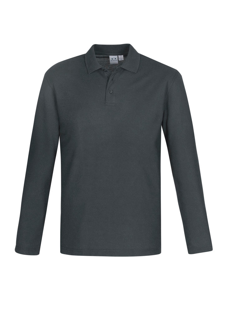 Mens Crew Long Sleeve Polo - Charcoal
