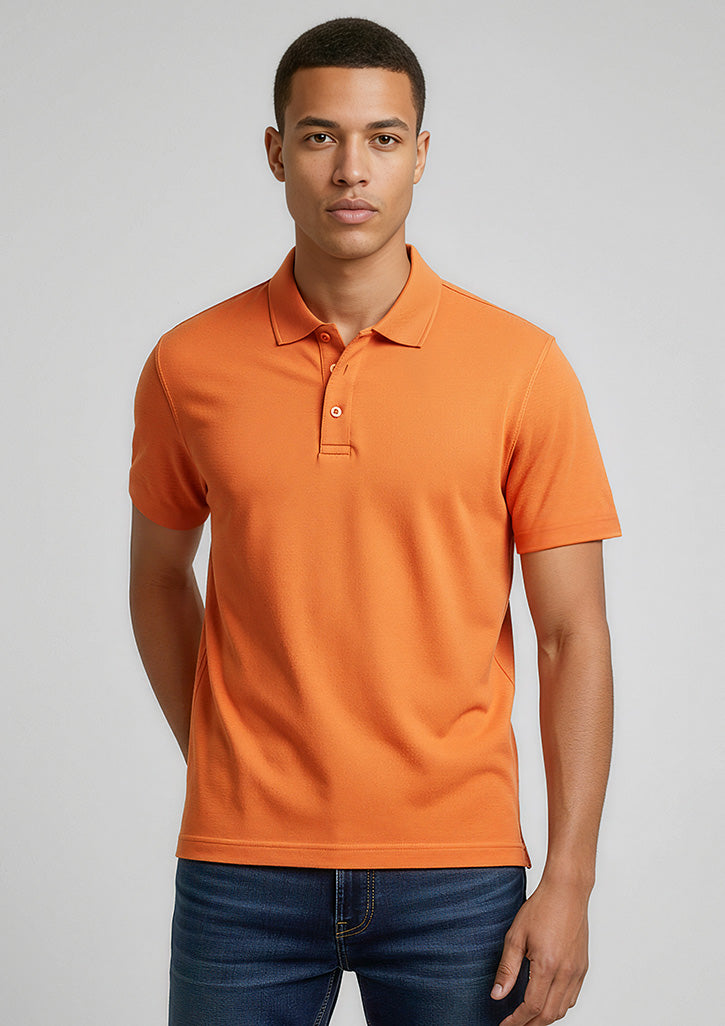Mens Crew Short Sleeve Polo - Orange