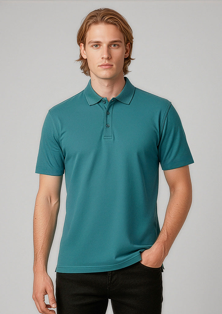 Mens Crew Short Sleeve Polo - Teal